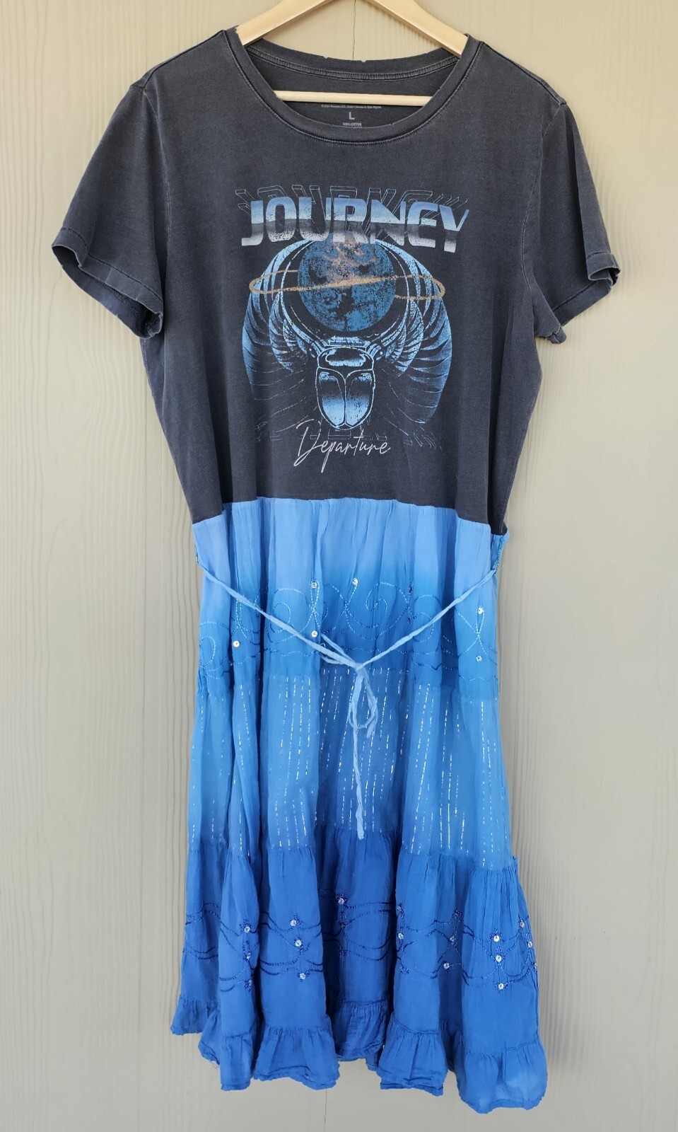 Vintage Style Journey T-Shirt Dress Boho Upcycled ONE SIZE FITS MOST S, M, L, XL