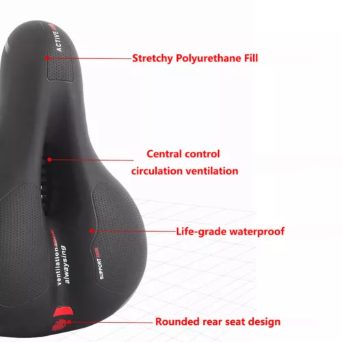 Extra breiter Big Bum Fahrradsattel Sitz Gelkissen sportlich weich Komfortpolster - Bild 9 von 15