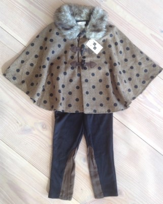MAX Studio Cape mit Leggings Punkte Polka Dots Faux Fur Übergang Reiterstil 98