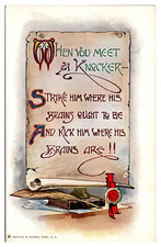 Antique When You Meet A Knocker, Funny Poem, Quill and Ink Graphic, Postcard