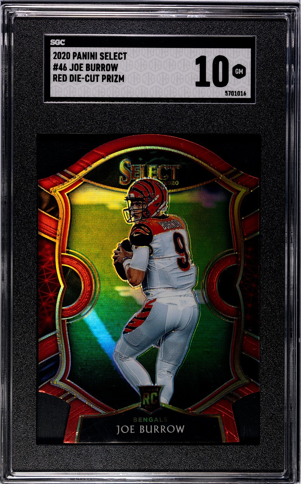 2020 Select Joe Burrow Concourse Red Prizm Die Cut Rookie RC #46 SGC 10 Bengals