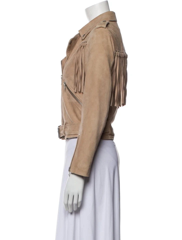 ALLSAINTS Borla Balfern Motociclista Chaqueta de Cuero Rosa Polvoriento Foto 4 de 4