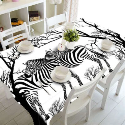 SWEET HOME Hugging Zebra 3D Tablecloth Table cover Cloth Rectangle Wedding Party Banquet