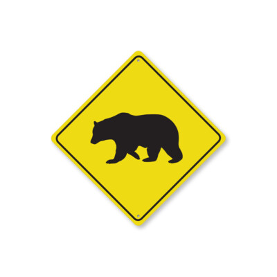 Bear Crossing Diamond Metal Sign