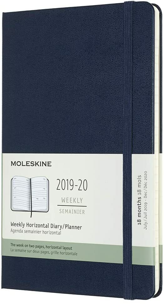 Moleskine - Agenda Semanal Horizontal de 18 Meses 2019/ (Grande, Azul Zafiro)