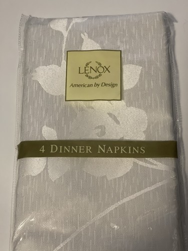 Set 4 tovaglioli Lenox Arletta floreali bianchi nuovi formali di design - Foto 2 di 3