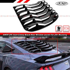 For 24-25 Ford Mustang AMPP 2pc Gloss Black Rear Window Windshield Louver Cover