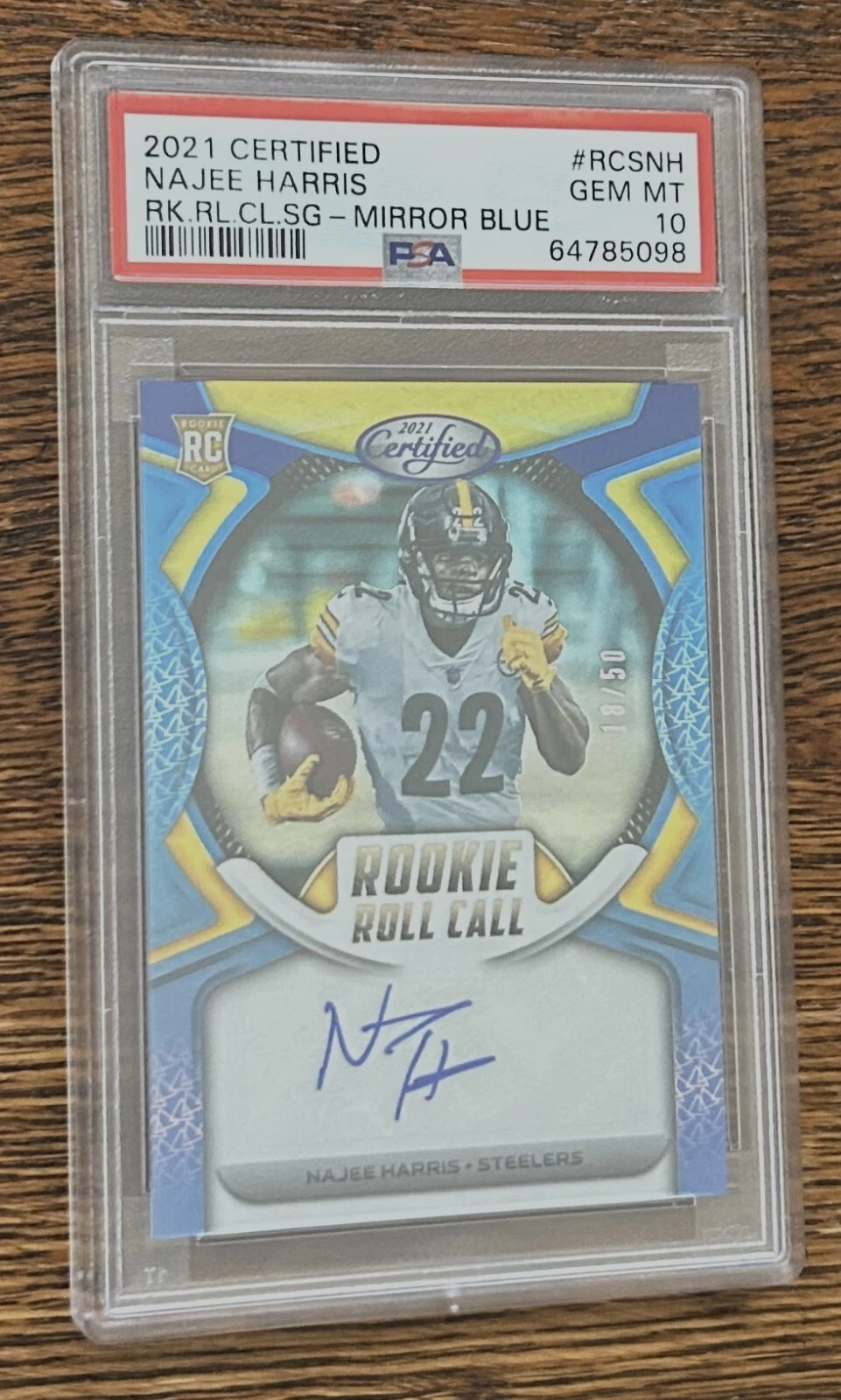 Najee Harris Panini Certified Rookie Roll Call Signatures #RCSNH Mirror Blue