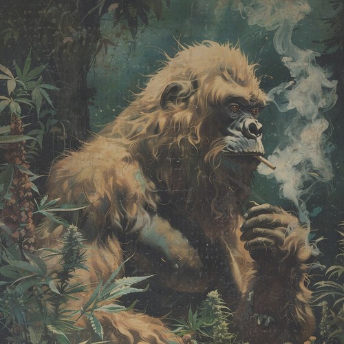 SASQUATCH CANNABIS SMOKER Wall Art, Bigfoot 420 Pothead Poster, Yeti Weed Decor - Picture 2 of 19