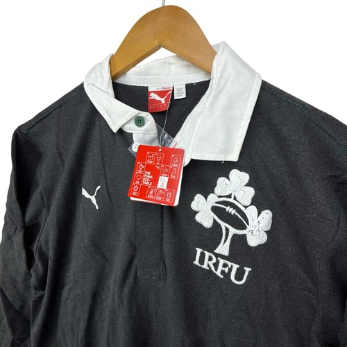 Puma IRFU Rugby Supporter Langarm Poloshirt dunkelgrau meliert Large