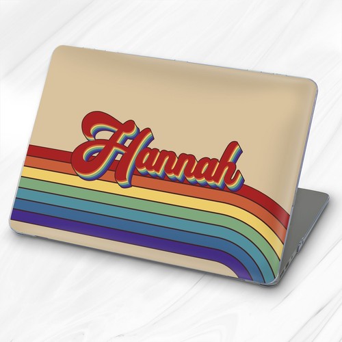 Rainbow Lines Retro Custom Name Hard Case For Macbook Air 13 Pro 16 13 14 15 - Picture 2 of 4