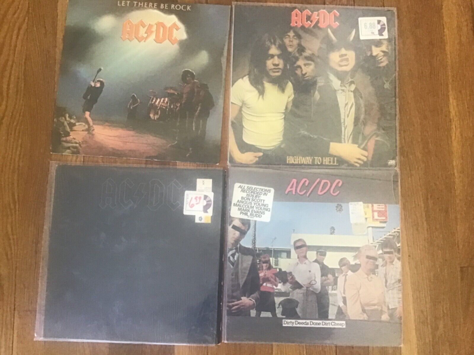 AC/DC lot of 4 metal-rock LP’s, Atlantic originals, 1 sealed, EX wax, free ship!