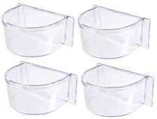 4 of Bird Parrot Cage Seed Water Food Feeder Bird Cup Clear Plastic Cup