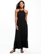 Brand New! Old Navy Black Summer Ruffle Hem Maxi Dress Size XXL 2XL  18 20