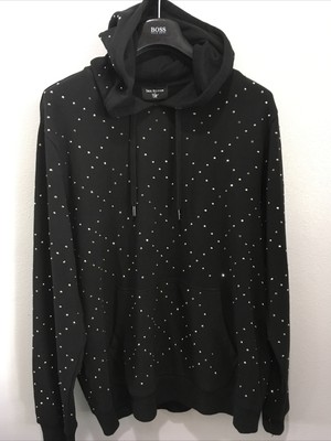 True Religion Mens Studded Hoodie Black 