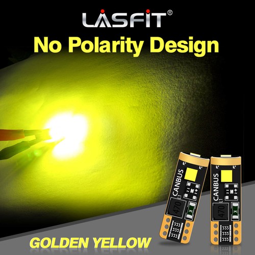 2x Lasfit LED Interior Dome Map Light Bulb Golden Yellow T10 192 194 168 152 158 - Picture 1 of 9