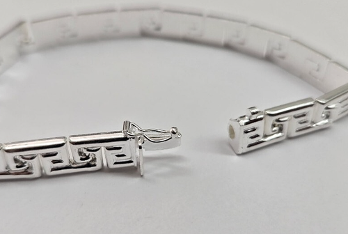 925 Sterling Silver Stampato Greek Key Link Necklace Bracelet Italy 8mm 7"-18" - 第 4/10 張圖片