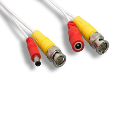 Kentek 25' ft BNC Video/DC Power Combo Cable CCTV DVR Security Camera 28AWG WHT