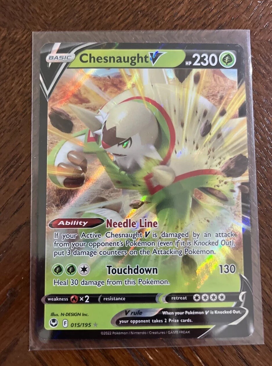 Chesnaught V 15/195 Ultra Rare Silver Tempest Pokemon TCG Near Mint