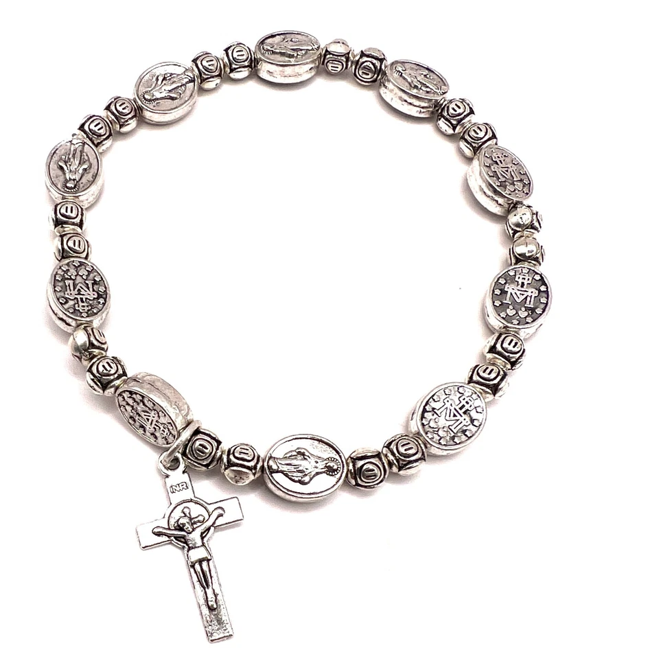Handmade Catholic Christian Religious bracelet Rosary Prayer Beads Crucifix - Image 3 of 4