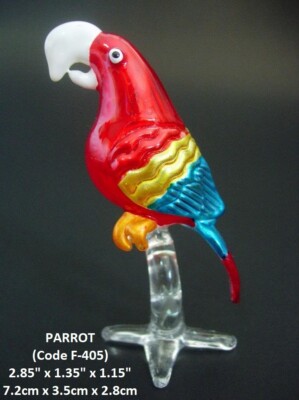 Exquisiter schöner Glas Papageien Vogel glänzend Kunstwerk hell Figur Ornament