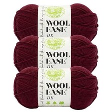  3 Pack Lion Brand Yarn 636-114E Wool-Ease DK Yarn, Redwood