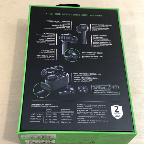 Écouteurs Razer Hammerhead True Wireless Pro antibruit *à gauche ne fonctionne pas* - Photo 9 sur 9