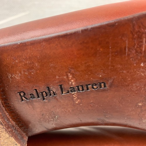 Ralph Lauren Penny Loafers Brown/White Leather Almond Toe Flat Shoes Size 9AA - Picture 10 of 13