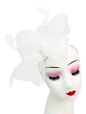 Womens Fascinator Headband Clip Mesh Net Feather Flower Wedding Royal Ascot Race