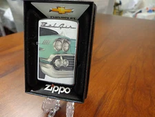 CHEVROLET CHEVY BEL AIR GREEN ZIPPO LIGHTER MINT IN BOX