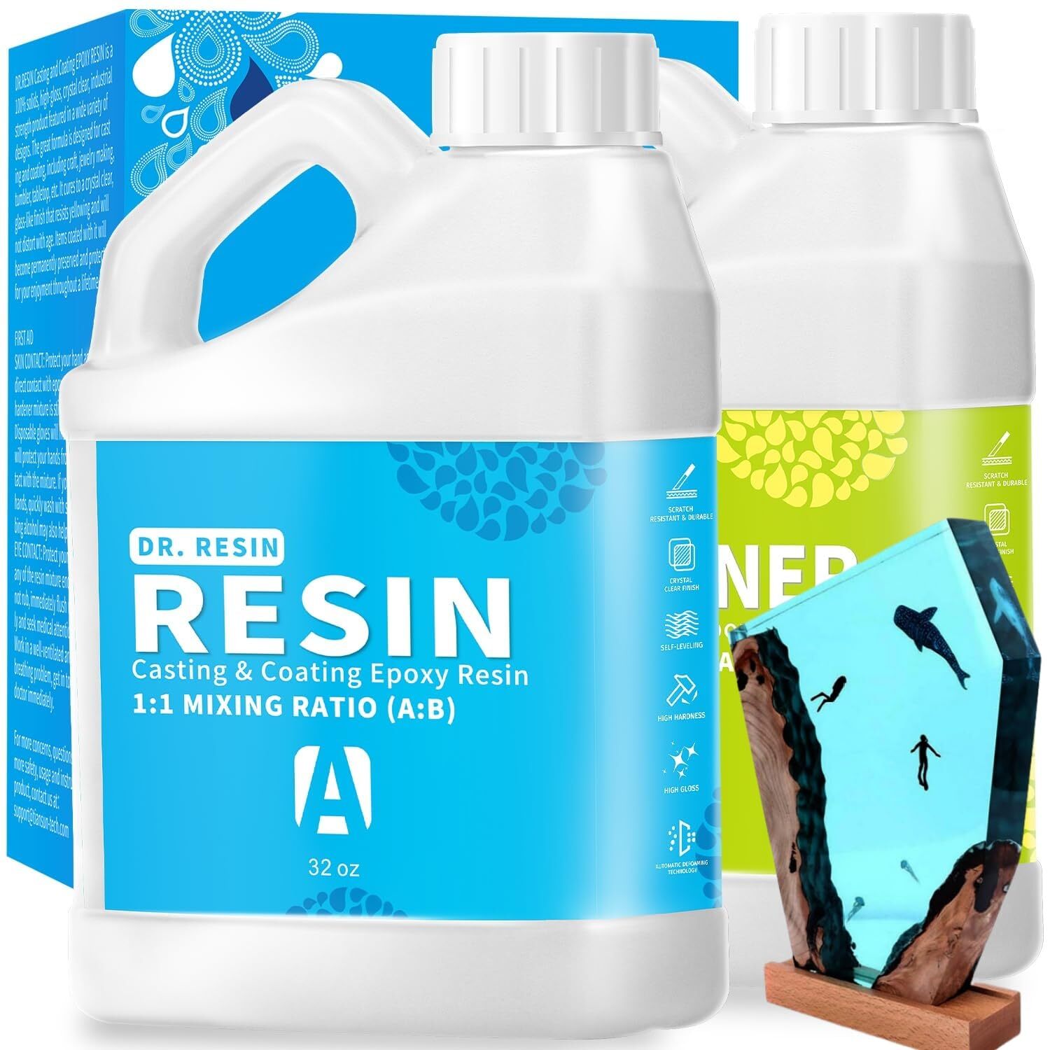 1/2 Gallon Clear Food-Safe Epoxy Resin Kit for DIY Countertops & Crafts