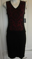 NWT Marc New York Women Oxblood/Black Sleeveless Peplum Sweater Dress Size XS