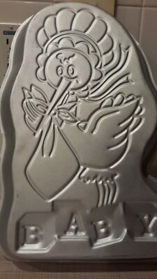 Vintage Amscan Special Delivery Stork Baby Shower Cake Mold Pan Pre-owned