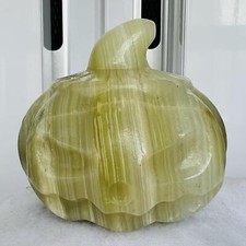 Natural Polished Afghan Jade Pumpkin Head Carving Crystal Mineral Healing 481G