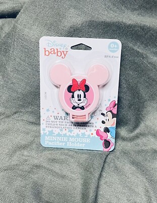 Disney Baby Minnie Mouse Pacifier Set Holder Cover NWT Pink White