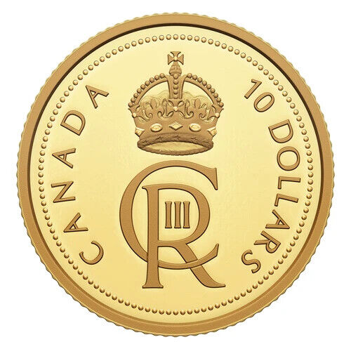 2023 CANADA $10 King Charles III’s Royal Cypher 1/20oz .9999 Pure Gold Coin
