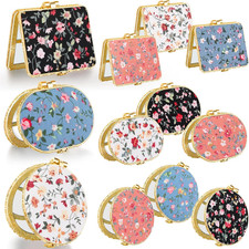 24 Pcs Compact Mirror for Purse Bulk Small Flower Pocket Mirror Folding Floral R