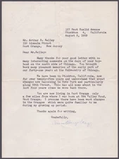 AMOS ALONZO STAGG - TYPED LETTER SIGNED 08/05/1959