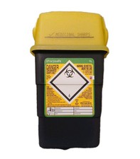 New Sharpsafe 5th Generation Clinical Waste Disposal Bin Yellow Grey 1 Litre