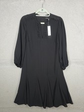 White House Black Market Long Sleeve Beaded Godet Dress Size 8