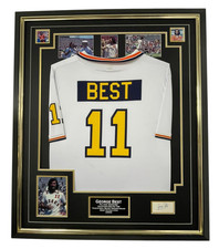 GEORGE BEST of AZTECS Signed Card with JERSEY Shirt Autograph DISPLAY