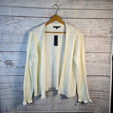 NWT Adrienne Vittadini Ivory Knit Cardigan XL Pearl Detail Soft Cozy