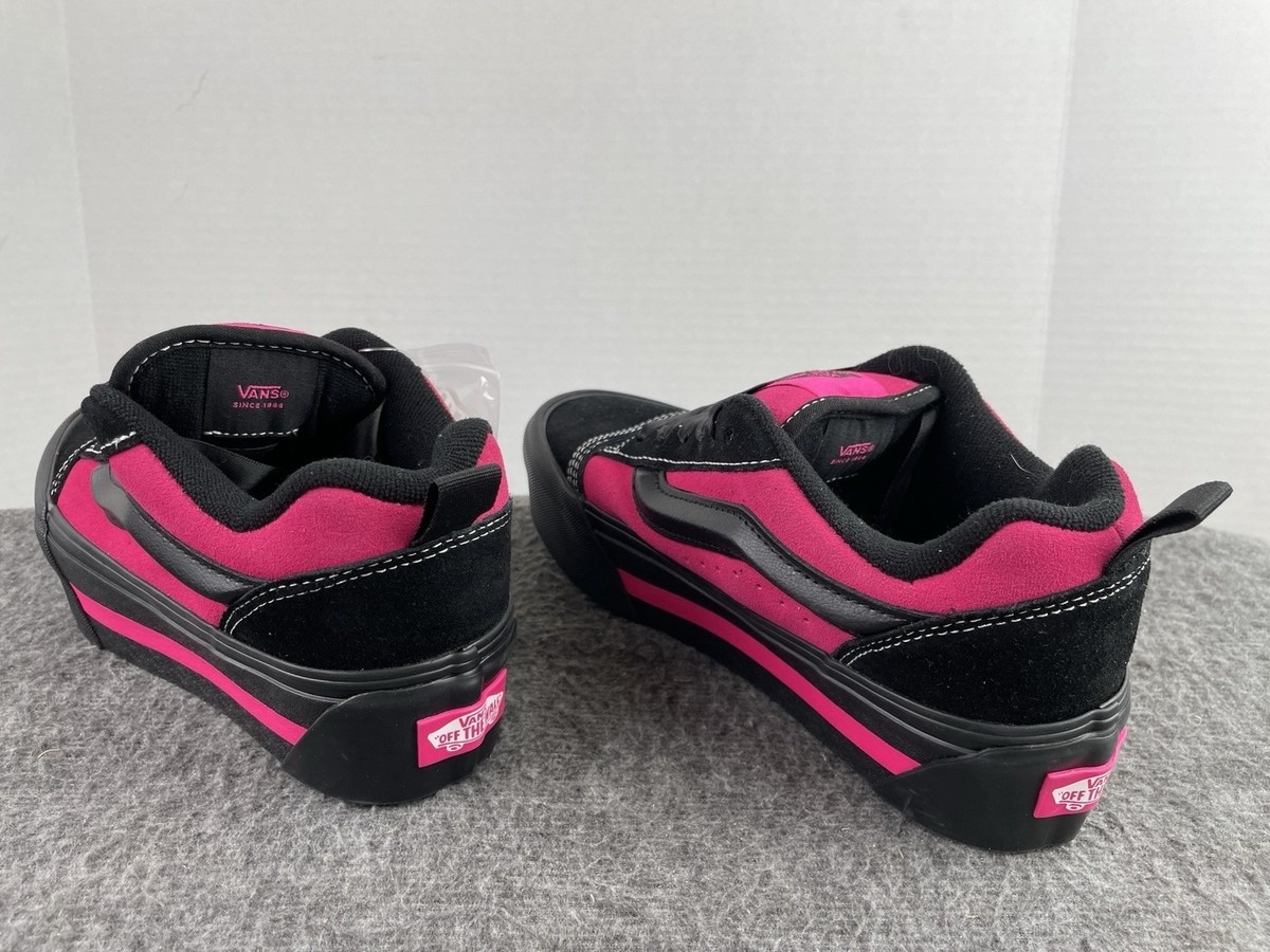 VANS Knu Skate Platform Stacked Sneakers Black Pink Satin VN000CP6B9P  Women's