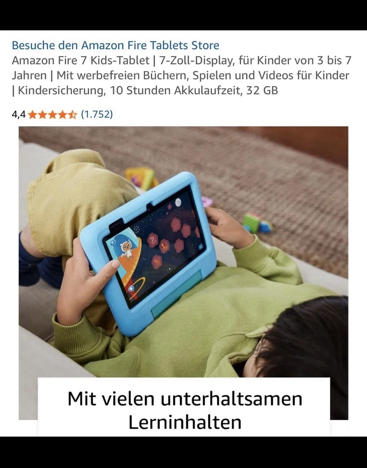 Amazon Fire 7 Kids Tablet (12. Generation) | WLAN | 7 Zoll | 32GB | Blau