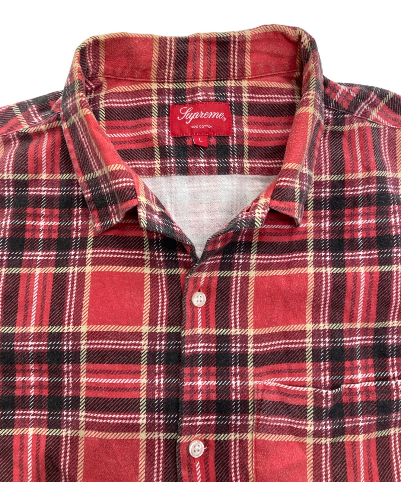 SUPREME Printed Plaid Shirt 20SS Size: L Red Men thumbnail 3