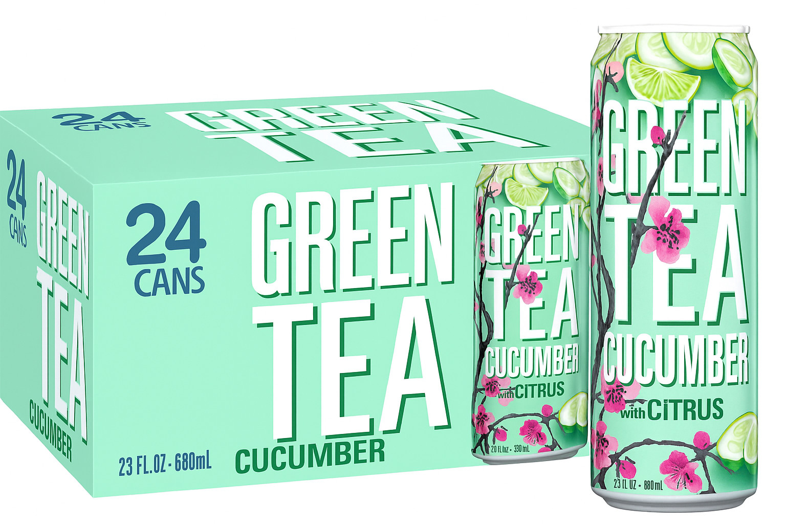 Cucumber Citrus 23 Oz Cans - 24 Pack | Refreshing Iced Tea