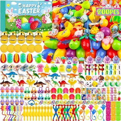 200Pcs Assorted Toy-Filled Easter Eggs - Bulk Plastic Egg Hunt Party Favors