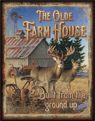 Desperate Enterprises Olde Farmhouse Tin Sign -Nostalgic Vintage Tin Metal Signs
