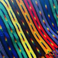 Crochet Afghan Blanket Reggae Rasta Colors Rainbow Striped Boho Colorful 56 x 72