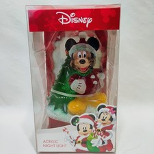 Disney Mickey Mouse Christmas Plug In Acrylic Nightlight 360 Rotating Plug New